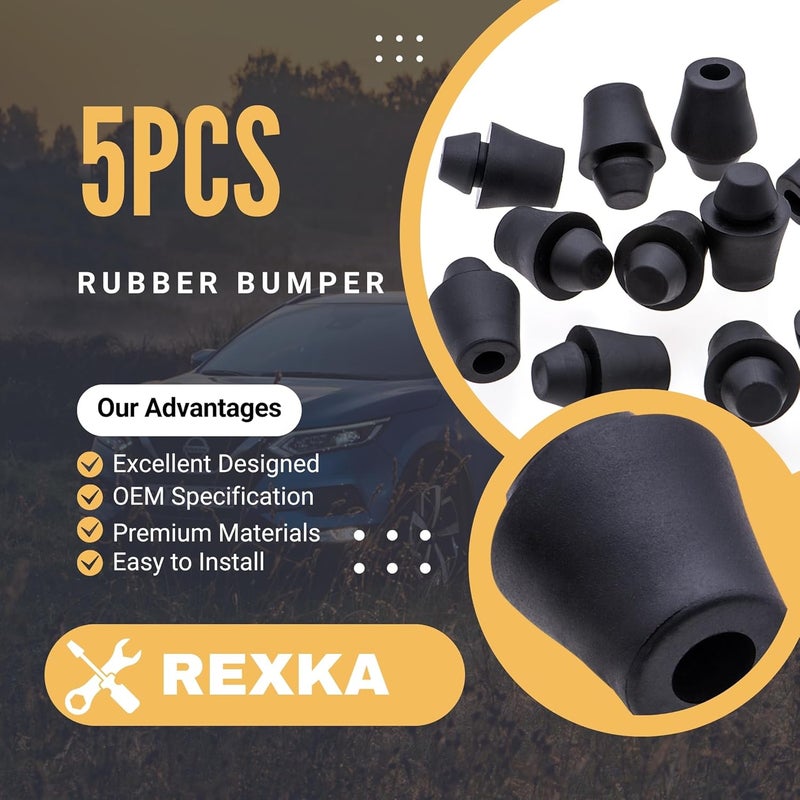 Rexka 5 قطع من وسادة توقف مطاطية لغطاء محرك نيسان إنفينيتي 65829-50A00 أرمادا كيوب فرونتير ماكسيما روج سنترا تيان فيرسا FX35 45 QX56 - Image 2